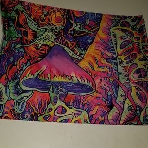 Trippy mushroom tapestry